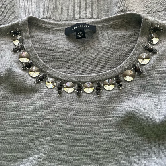 ANN TAYLOR Grey Embellished Long Sleeve Sweater Size XXL - Picture 7 of 11